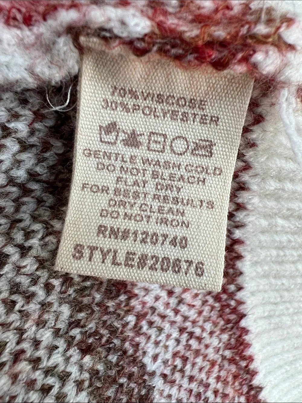 Mystree | Cream Zebra-Stripe Crewneck Cozy Sweater Rust & Brown #120740 Sz S